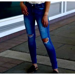 KANCAN High Rise Distressed ESTILO Dark Jeans Sz XL 33 in waist